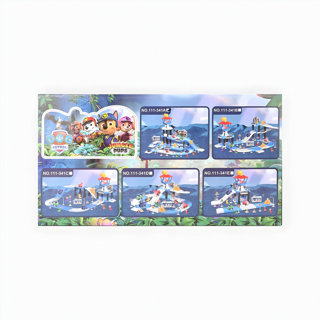 Dog Petrol Parking Lot Set – 4 Dog Cars with Creative Parking Play