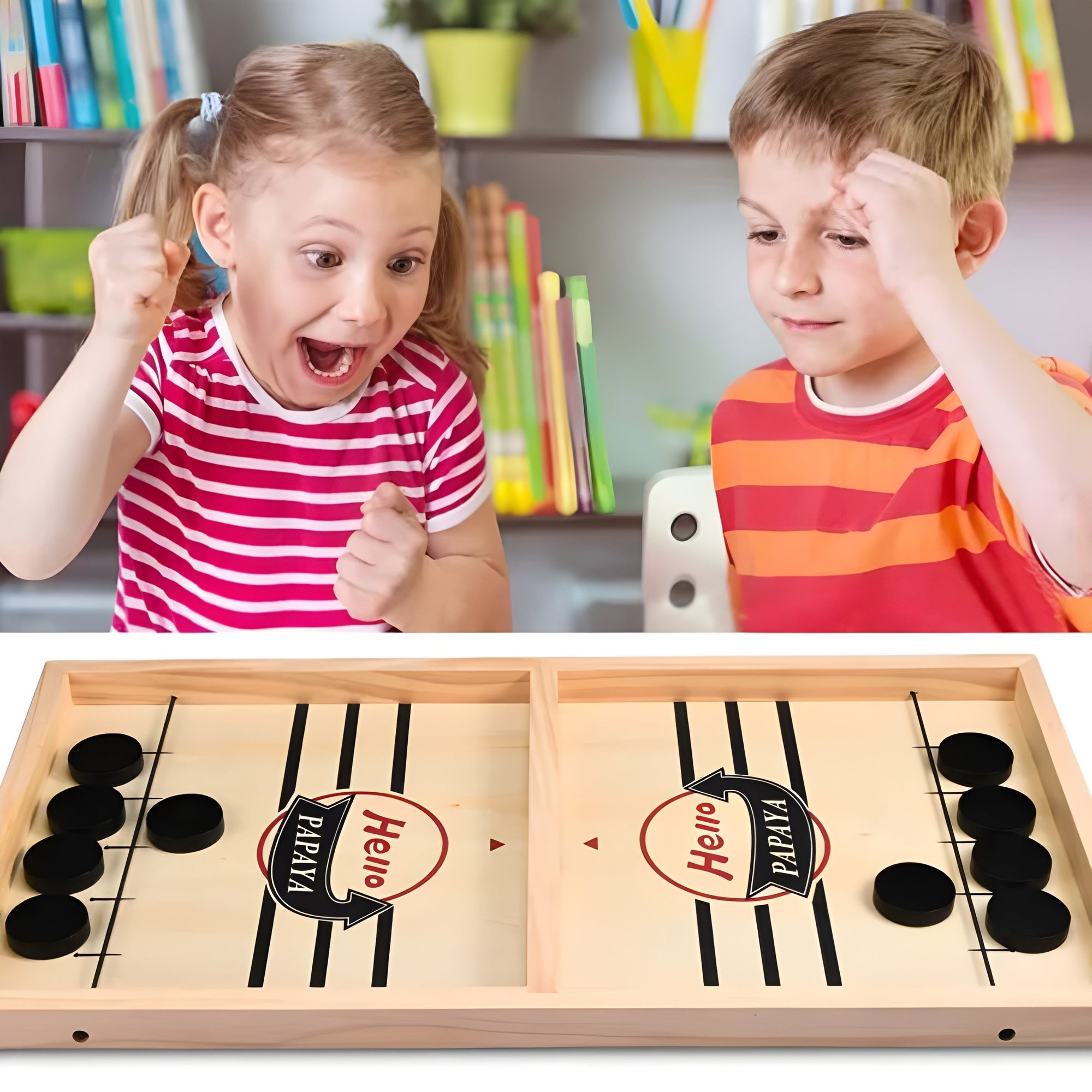 Junior Fast Sling Puck Game Board – String Hockey Toy for Kids & Family Fun