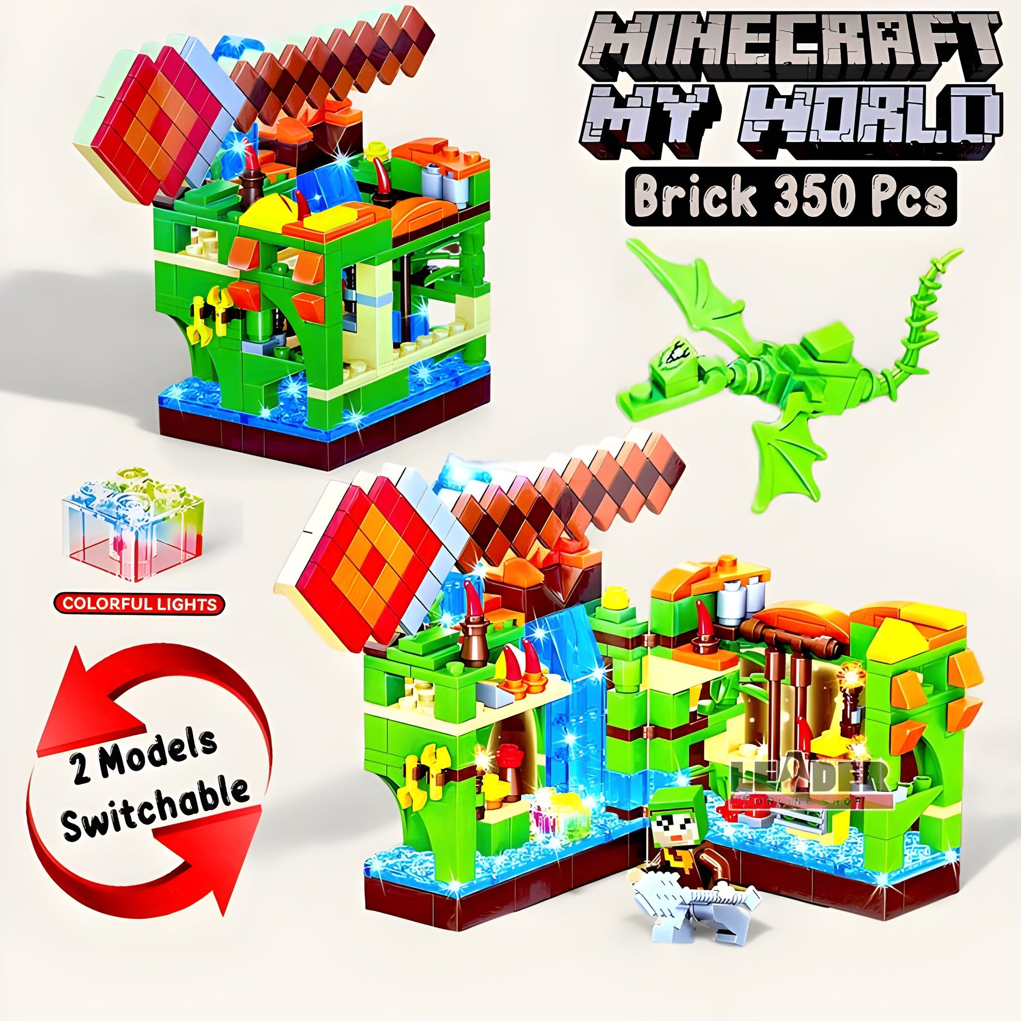 Minecraft Blocks – City of Light & Magic Stick Forest Cave Building Set (350 PCS)