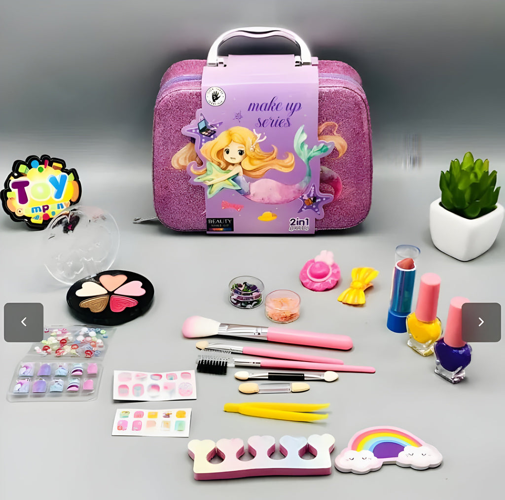 2 in 1 Beauty Makeup & Jewelry Bag Set for Kids – Safe, Non-Toxic, and Glitter Fun