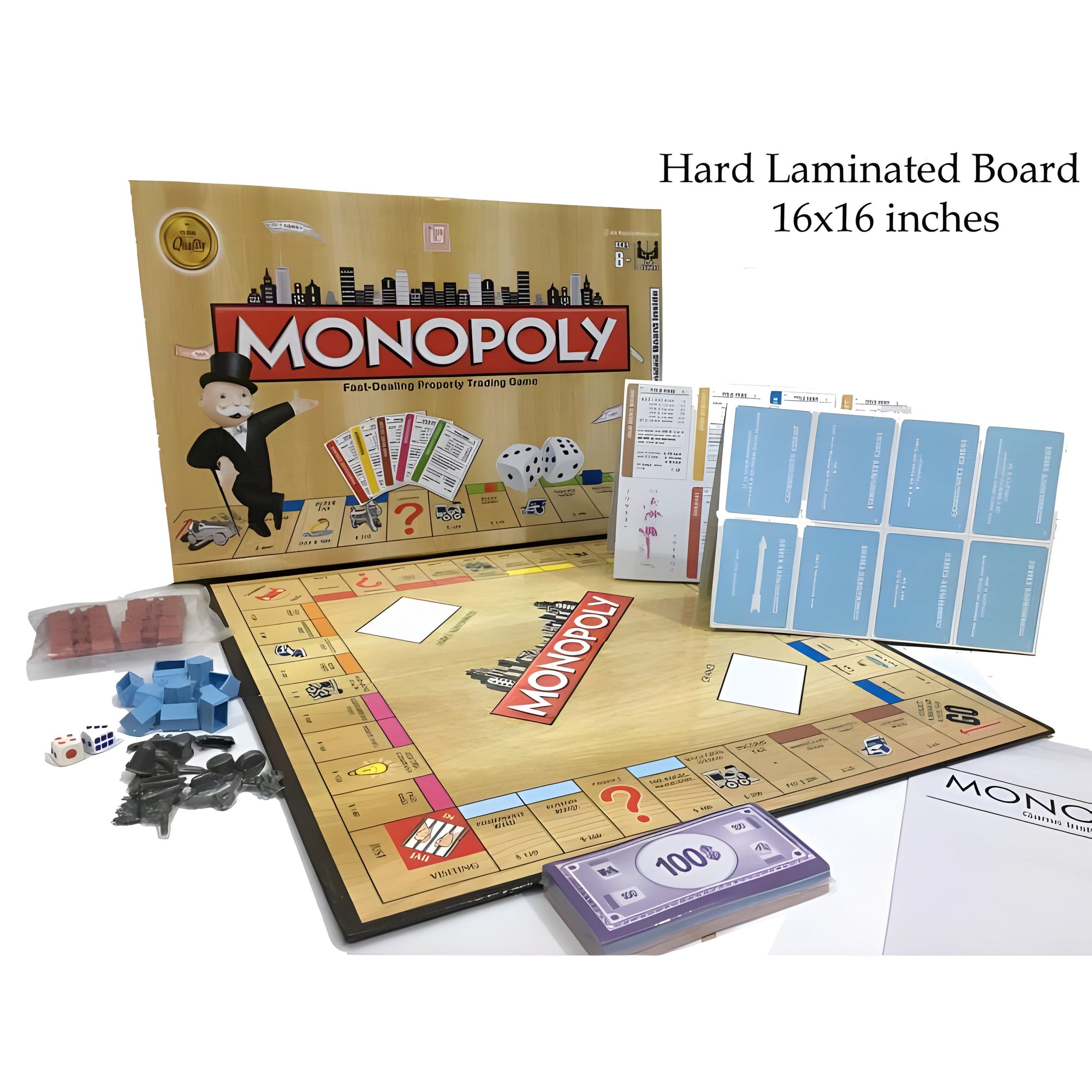 Original Monopoly Board Game Set – 16x16 Inches Premium Laminated Edition