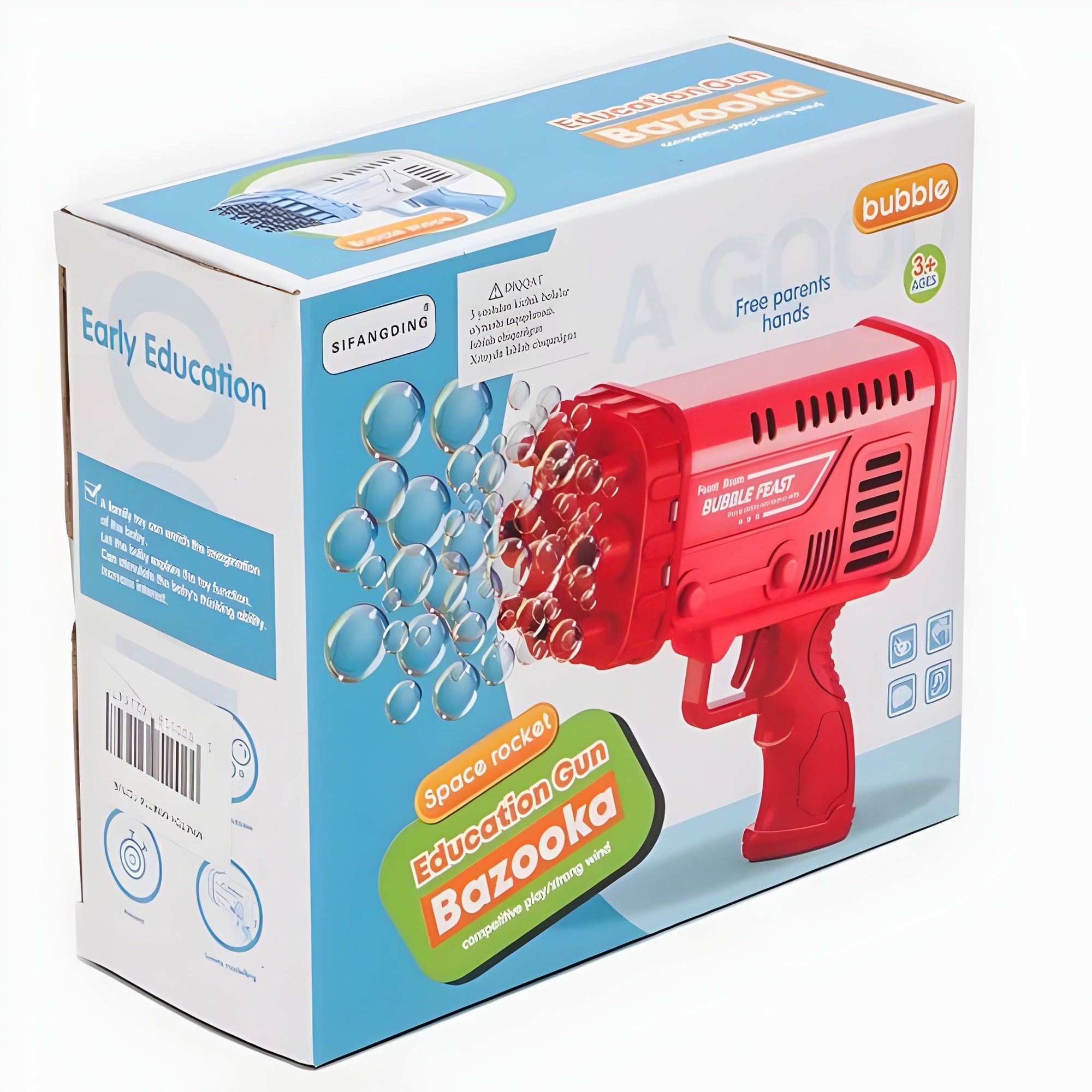 36-Hole Electric Bubble Machine – Bubble Gun Bazooka for Kids with Free Bubble Liquid