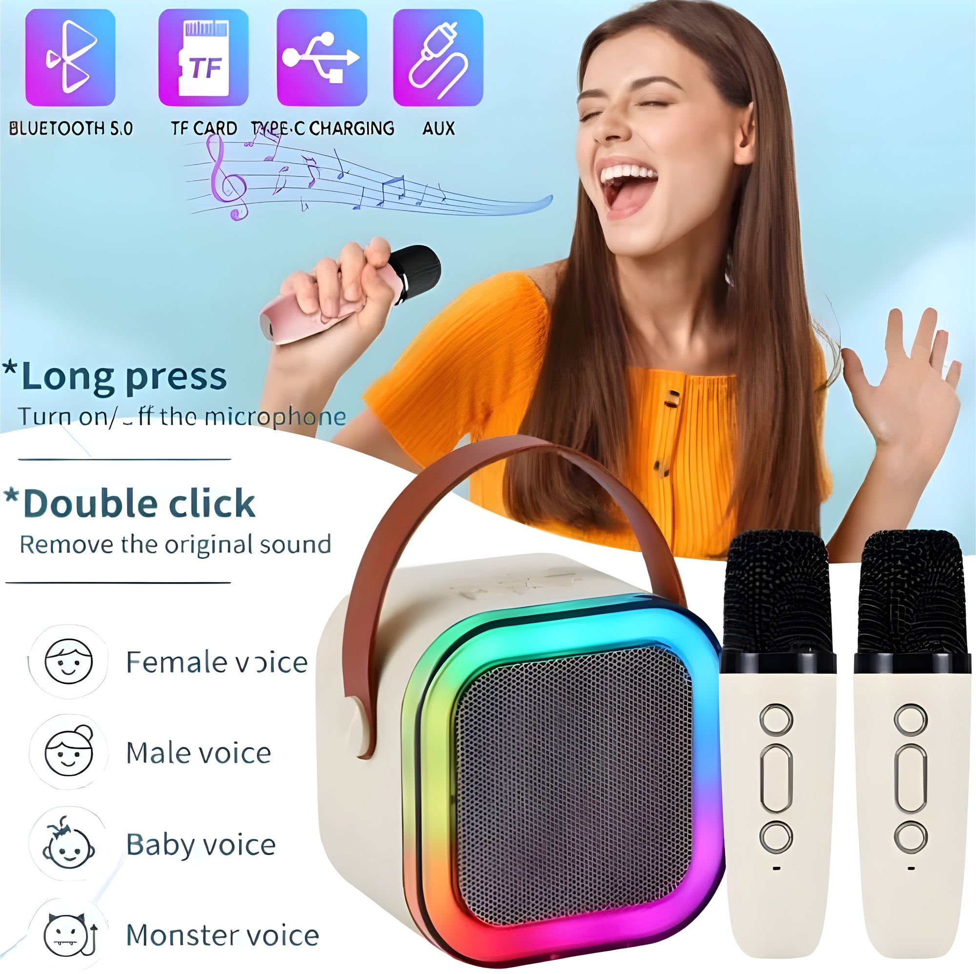 Kids Bluetooth Karaoke Speaker with Wireless MIC