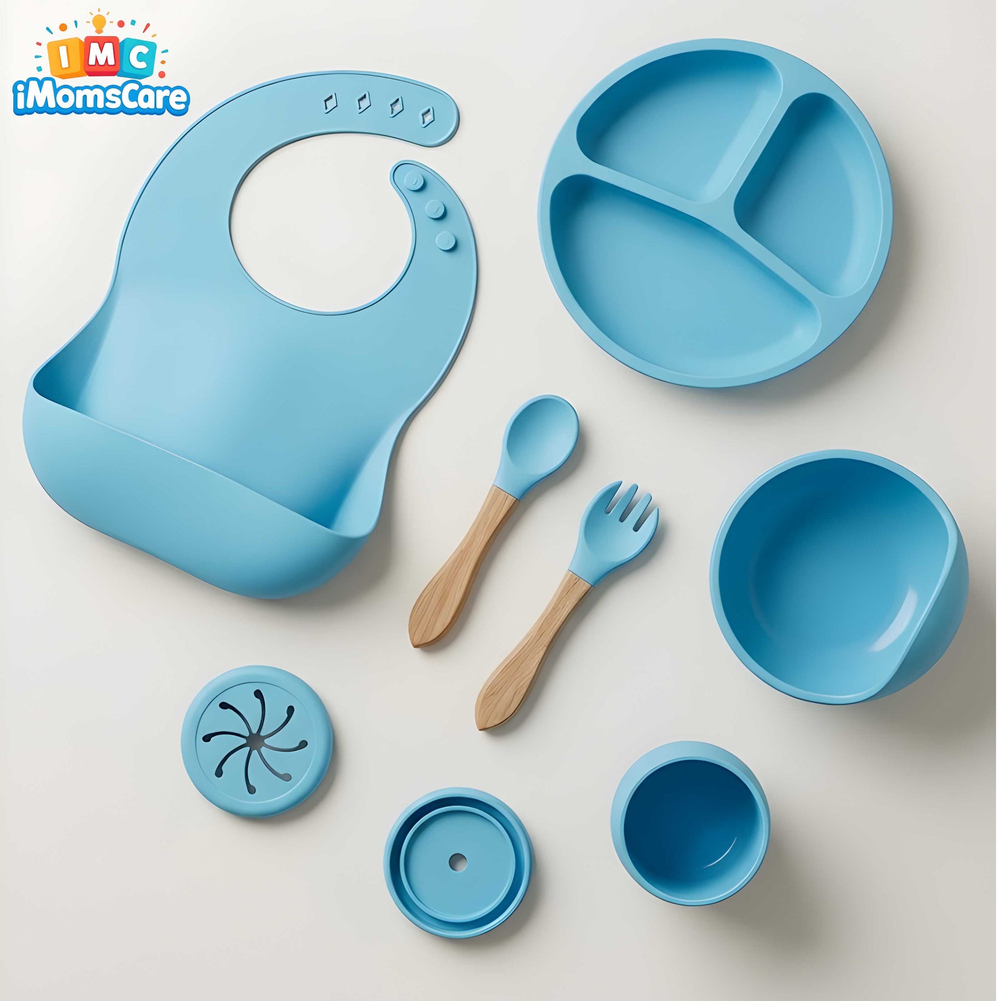 Silicone Baby Feeding Set 8PCS Blue | Best Price Best Quality