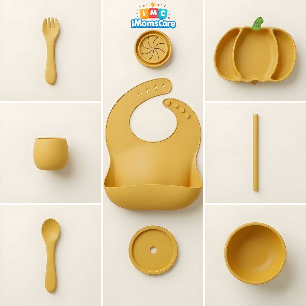 Silicone Baby Feeding Set 8PCS pumpkin shape | Best Price Best Quality