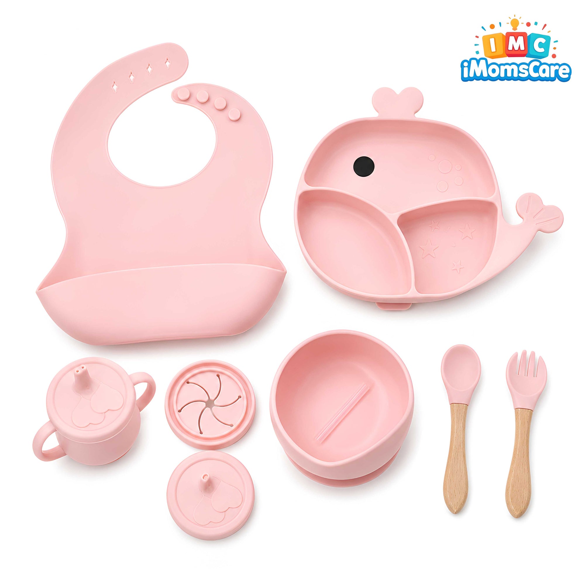 Silicone Baby Feeding Set 8PCS Fish Pink | Best Price Best Quality