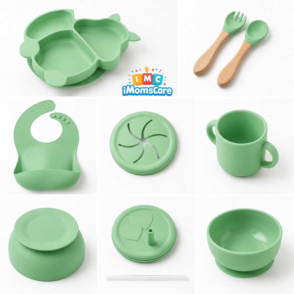 Silicone Baby Feeding Set 8PCS Green | Best Price Best Quality
