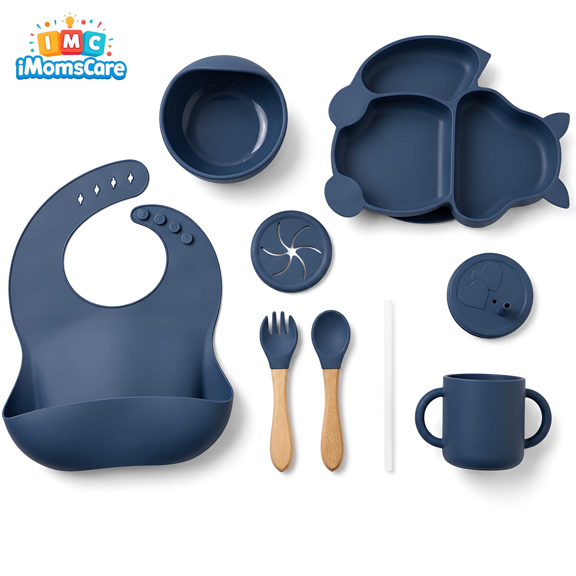 Silicone Baby Feeding Set 8PCS Navy | Best Price Best Quality