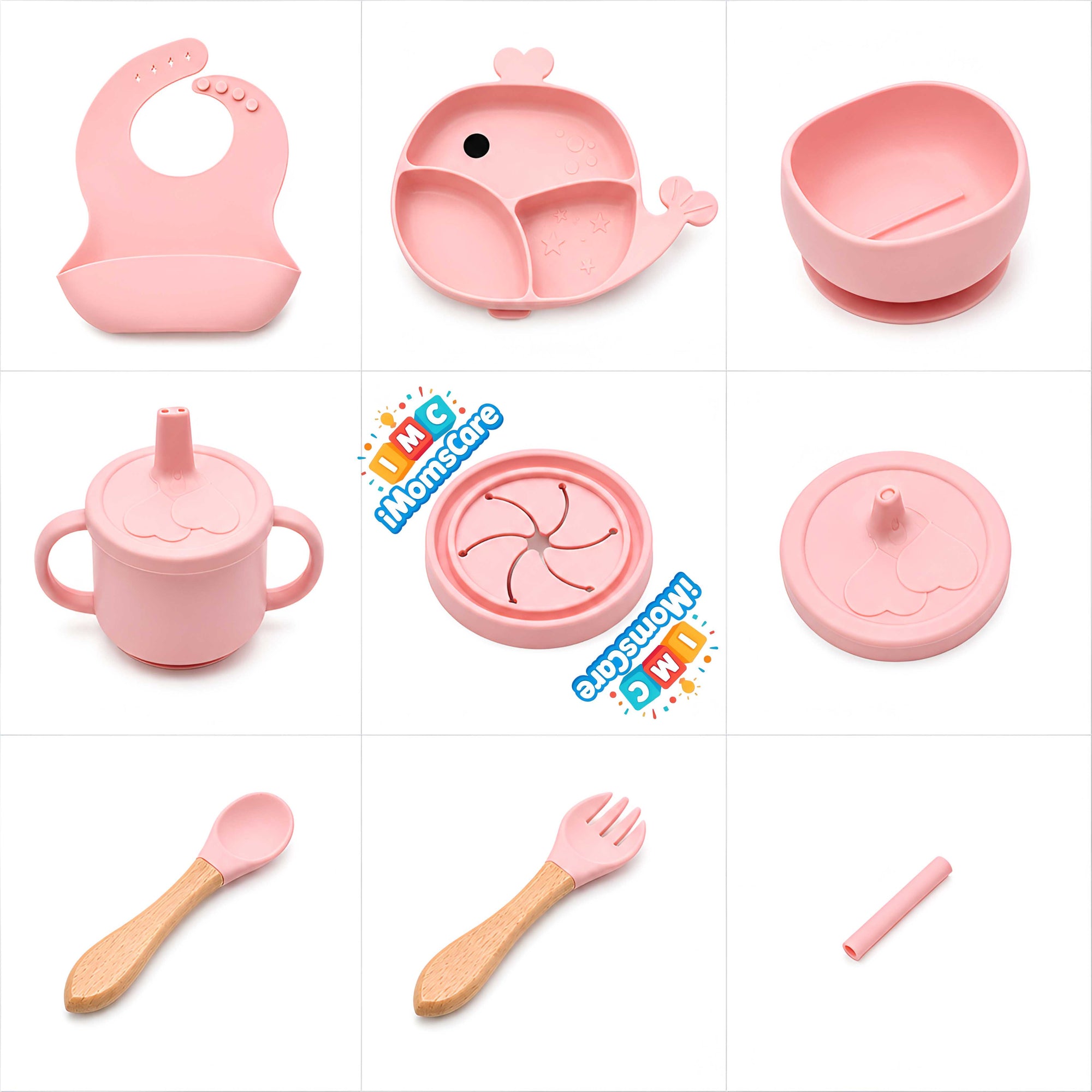 Silicone Baby Feeding Set 8PCS Fish Pink | Best Price Best Quality