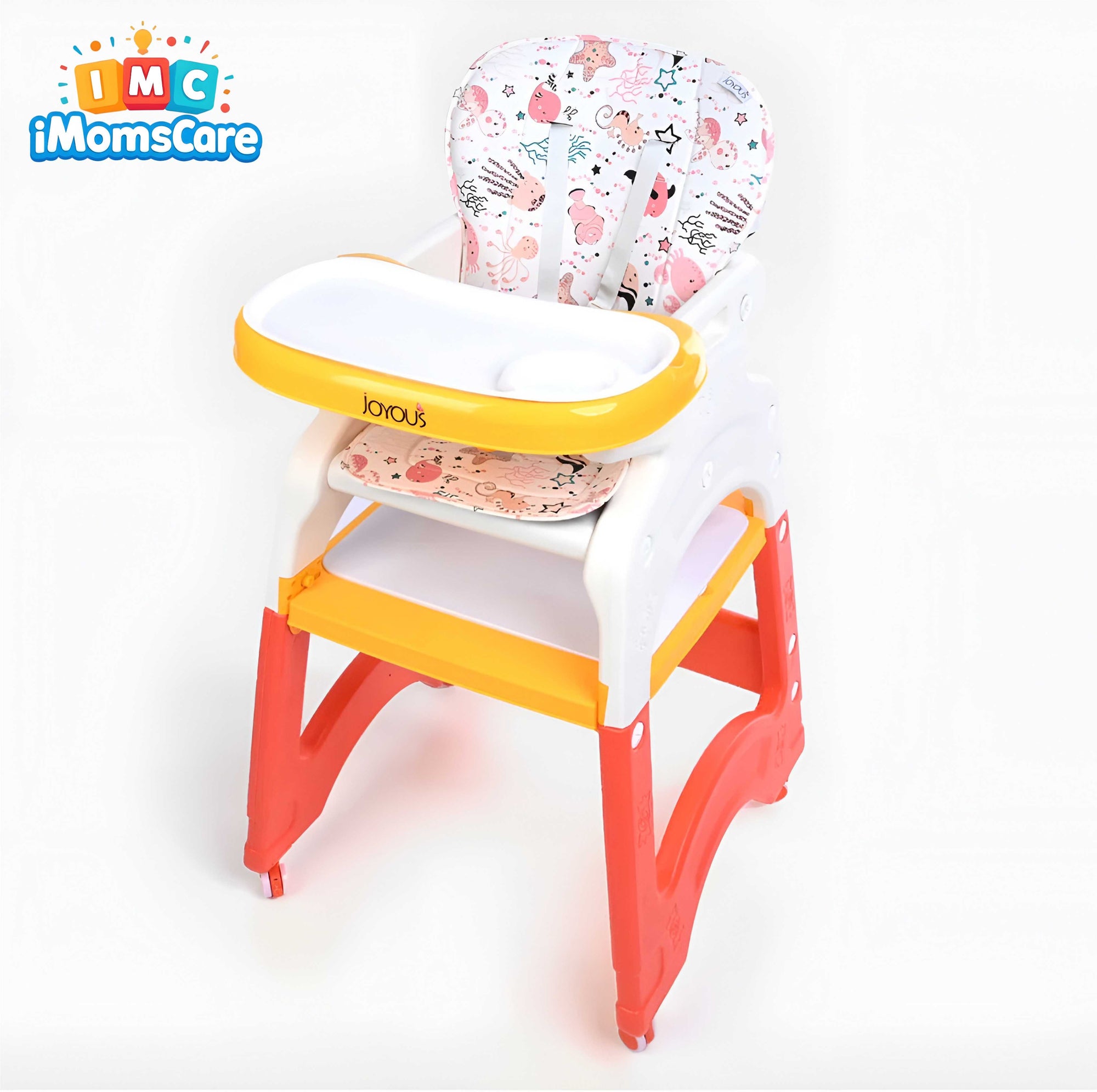 Adjustable Baby Feeding Chair with Double Tray – Foldable Baby Dining Chair