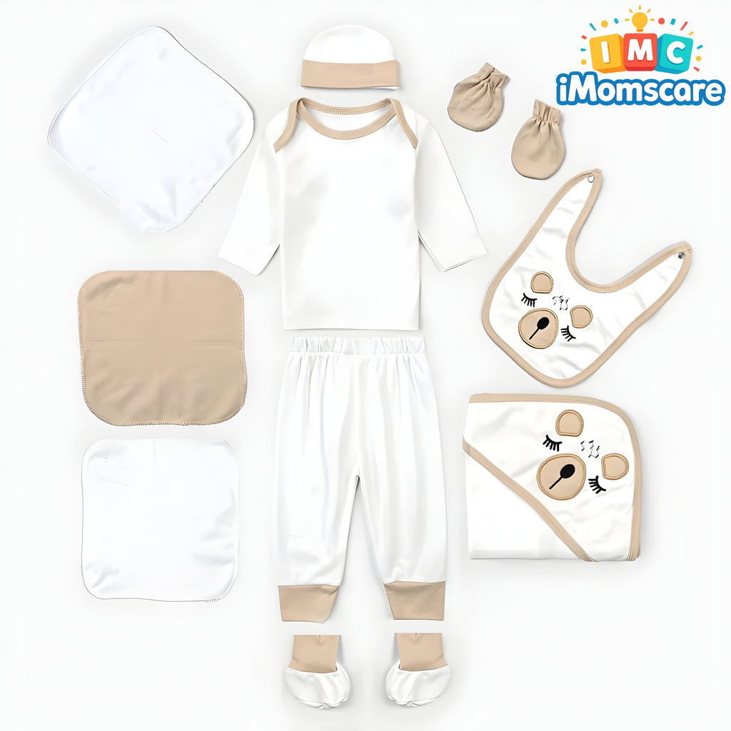 Baby Infant Starter Set 10Pcs Panda Skin | Beige Gift Set 0-3M