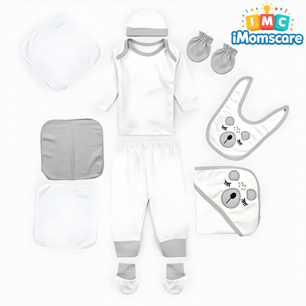 Baby Infant Starter Set 10Pcs Panda Skin | Gray Gift Set 0-3M