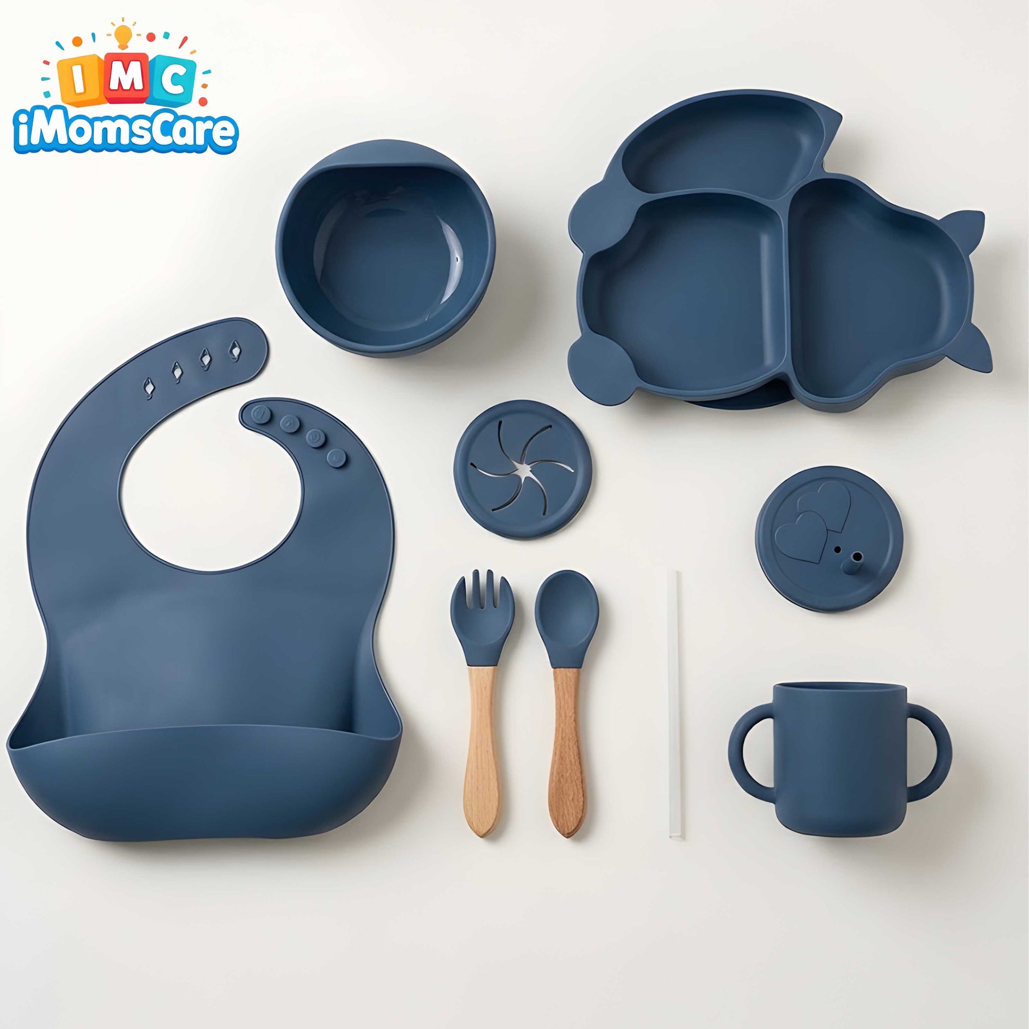 Silicone Baby Feeding Set 8PCS Navy | Best Price Best Quality