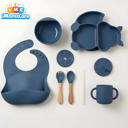 Silicone Baby Feeding Set 8PCS Navy | Best Price Best Quality