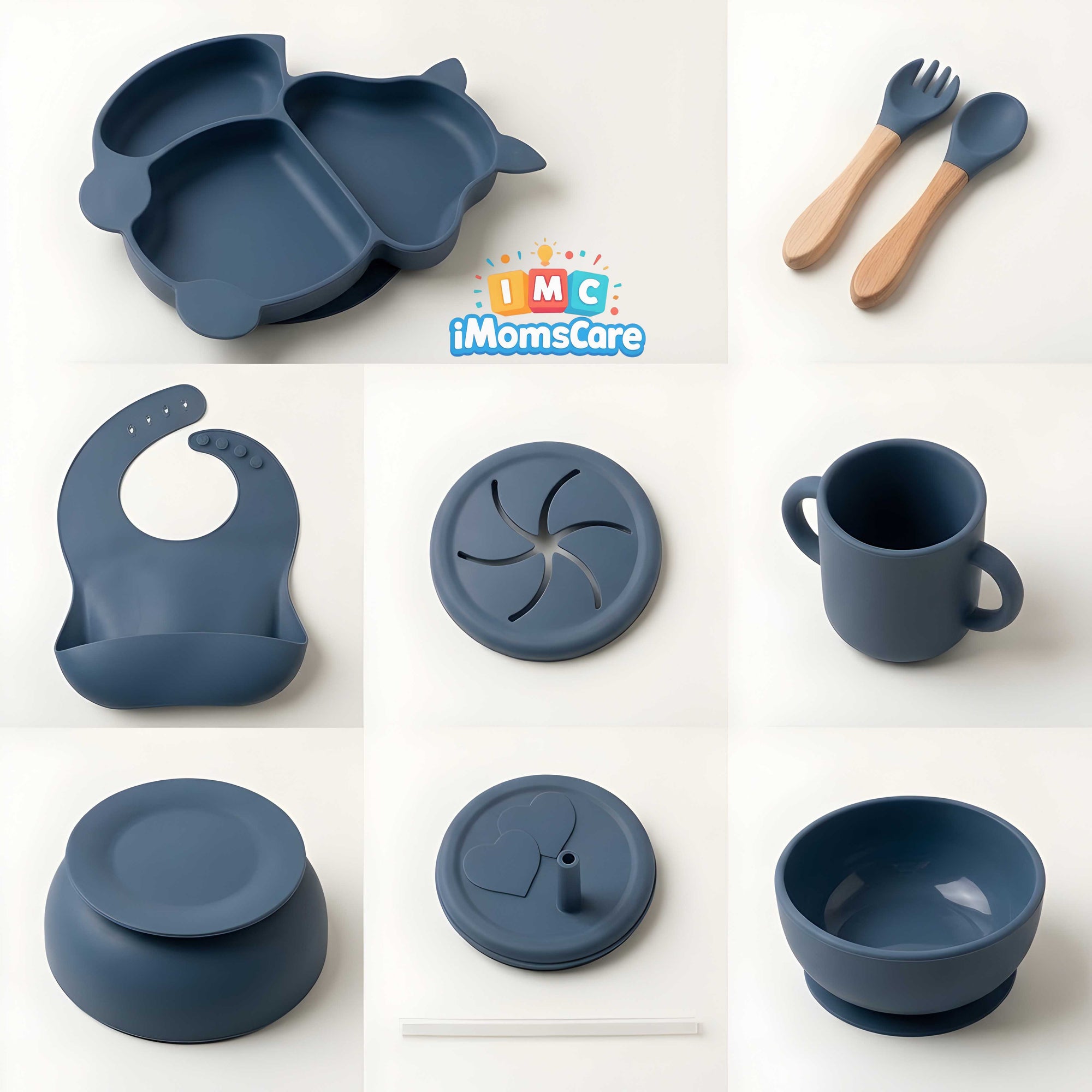 Silicone Baby Feeding Set 8PCS Navy | Best Price Best Quality