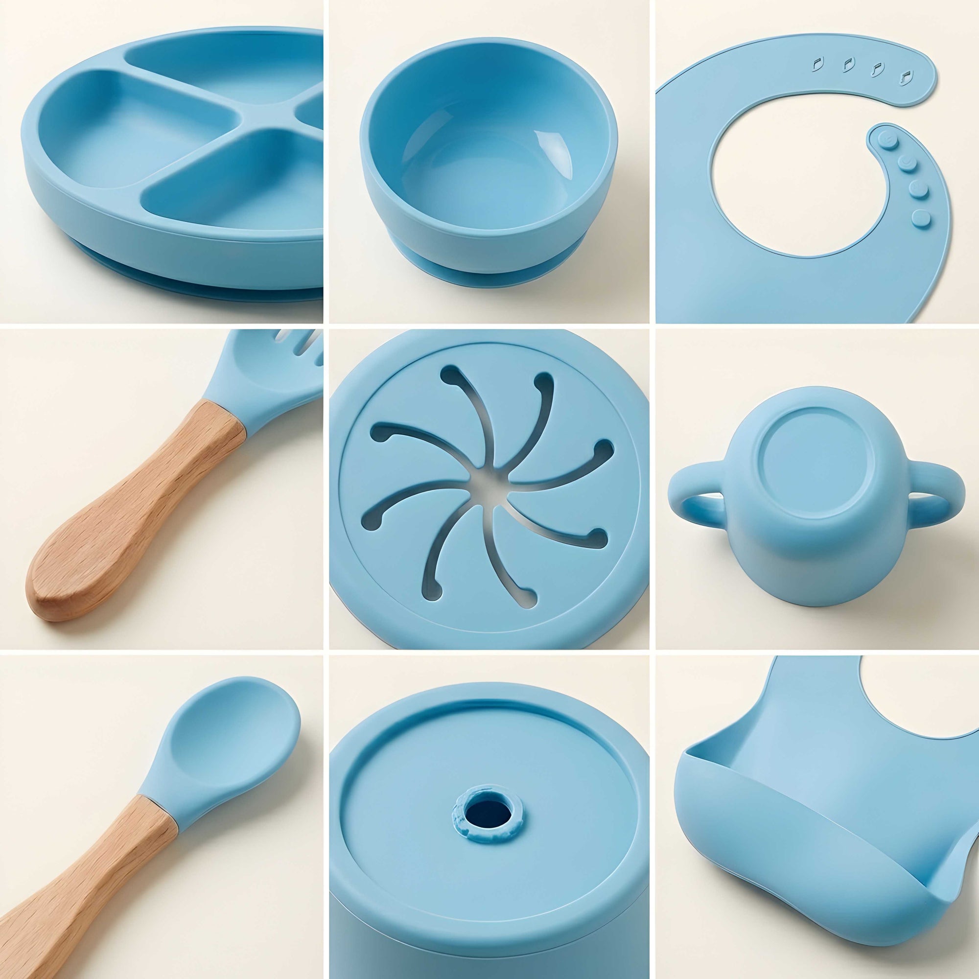 Silicone Baby Feeding Set 8PCS Blue | Best Price Best Quality