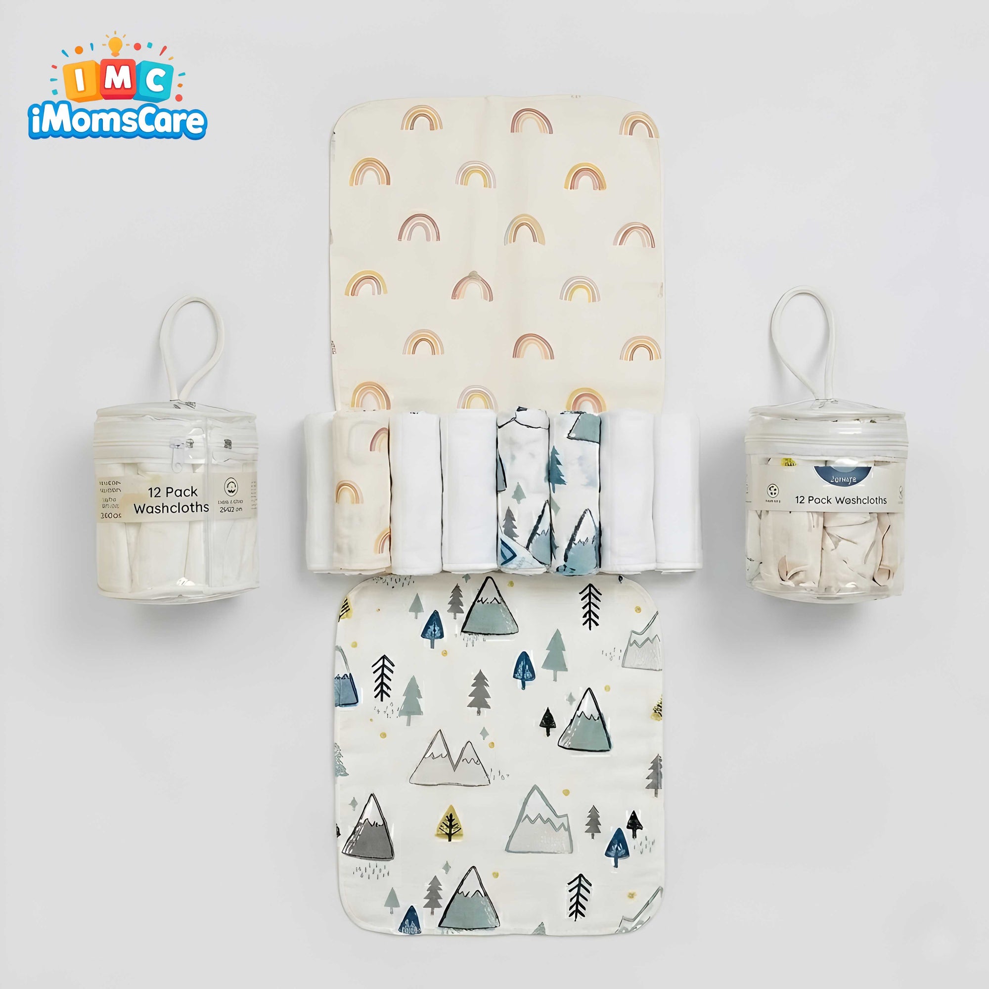 Baby Face Towel 12pcs Box Set | Soft Cotton Newborn Washcloths | Reusable Baby Cleaning Cloths