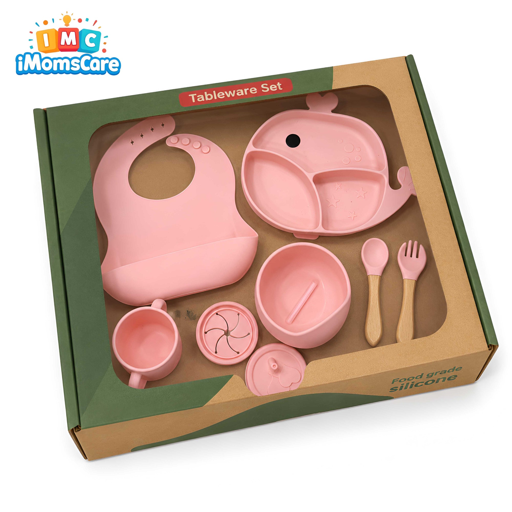 Silicone Baby Feeding Set 8PCS Fish Pink | Best Price Best Quality