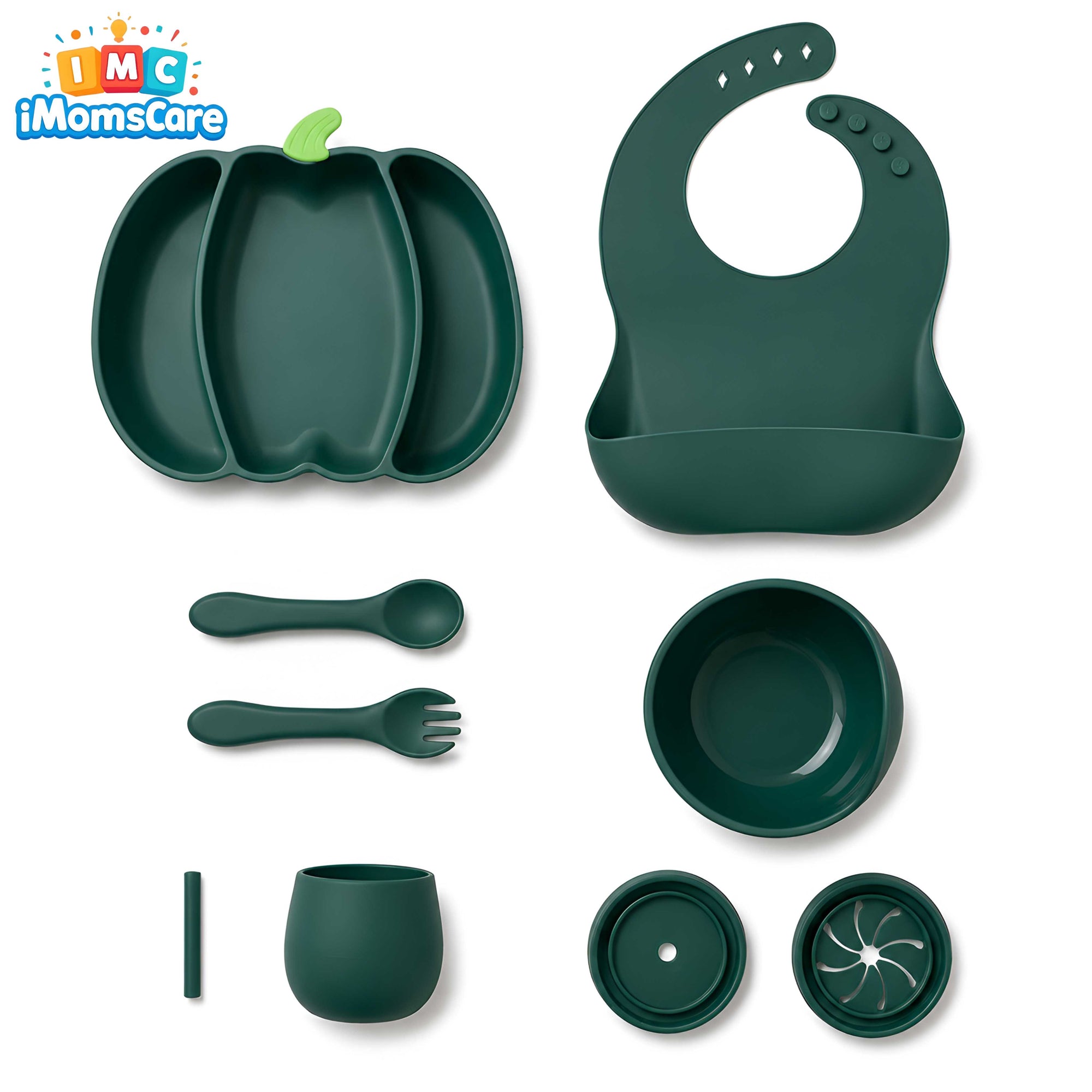 Silicone Baby Feeding Set 8PCS Green Pumpkin | Best Price Best Quality