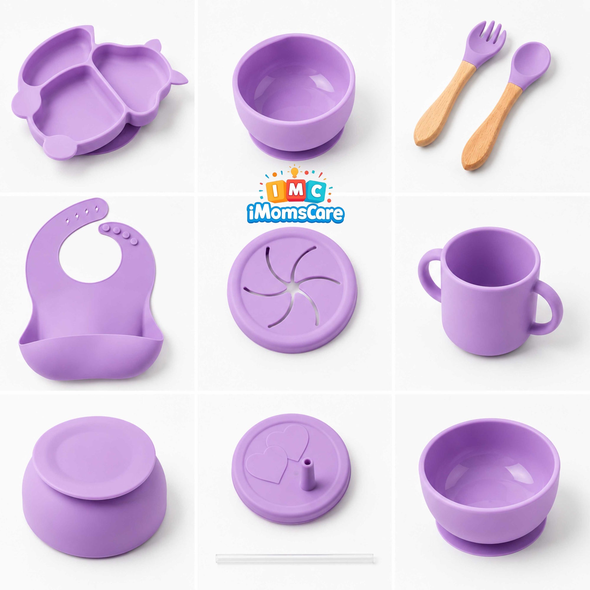 Silicone Baby Feeding Set 8PCS Purple | Best Price Best Quality