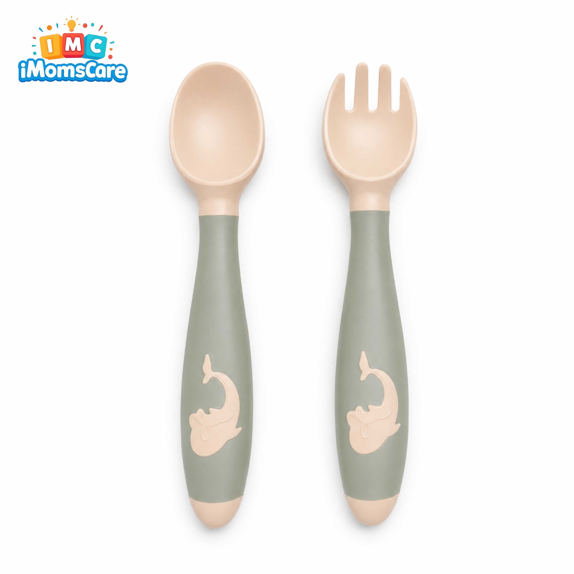 Baby Silicone Training Spoon & Fork Set – Flexible Neck (2PCS)