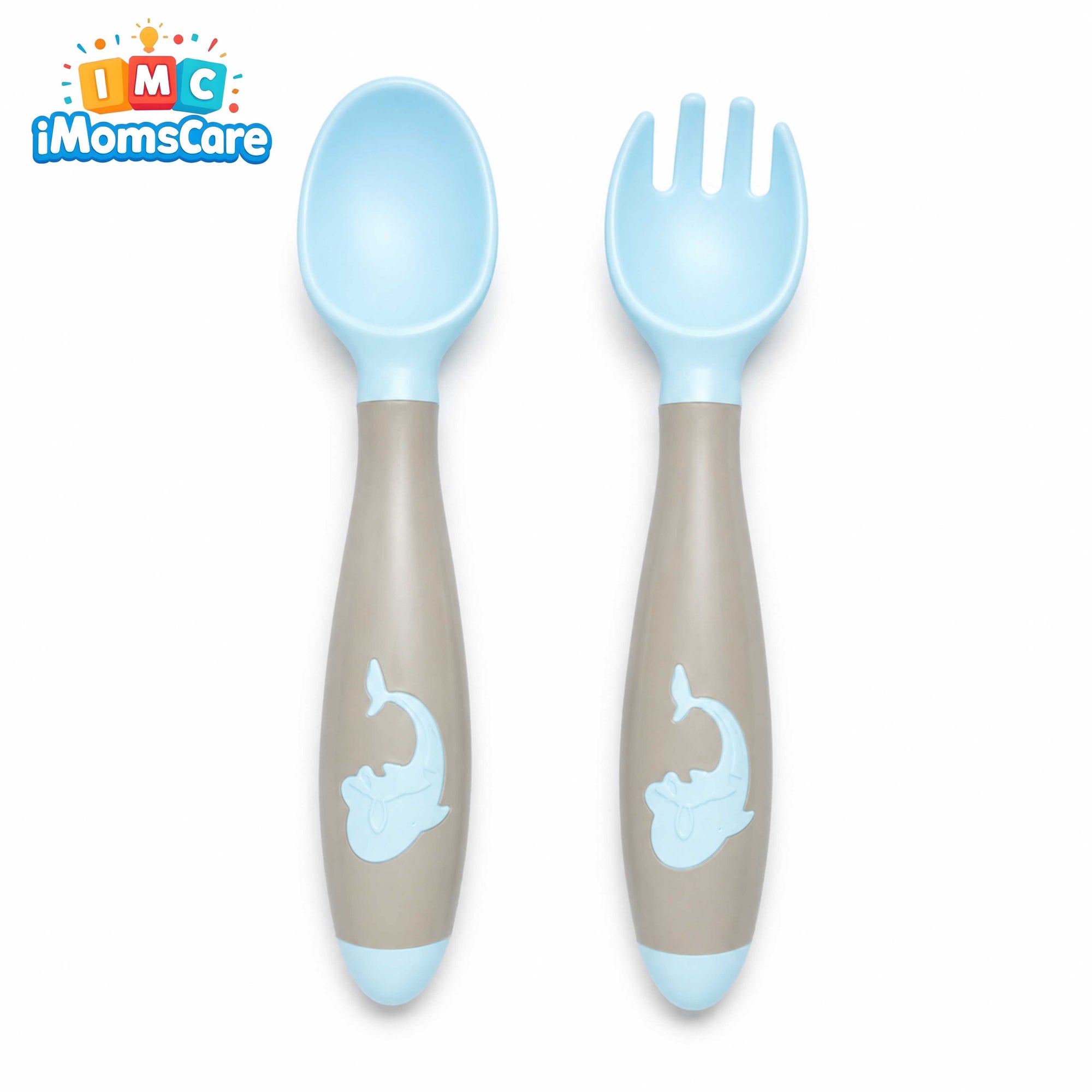 Baby Silicone Training Spoon & Fork Set – Flexible Neck (2PCS)