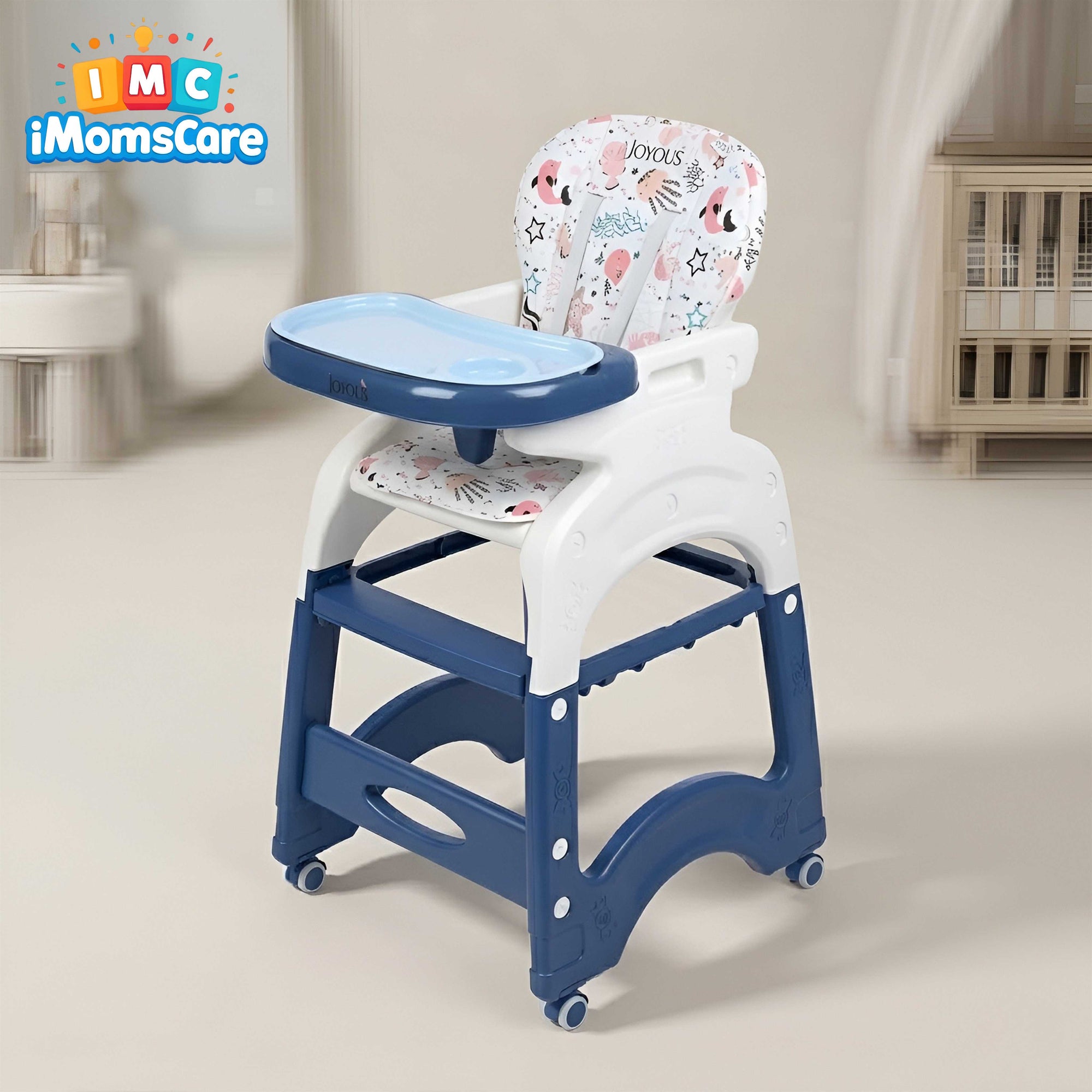 Adjustable Baby Feeding Chair with Double Tray – Foldable Baby Dining Chair