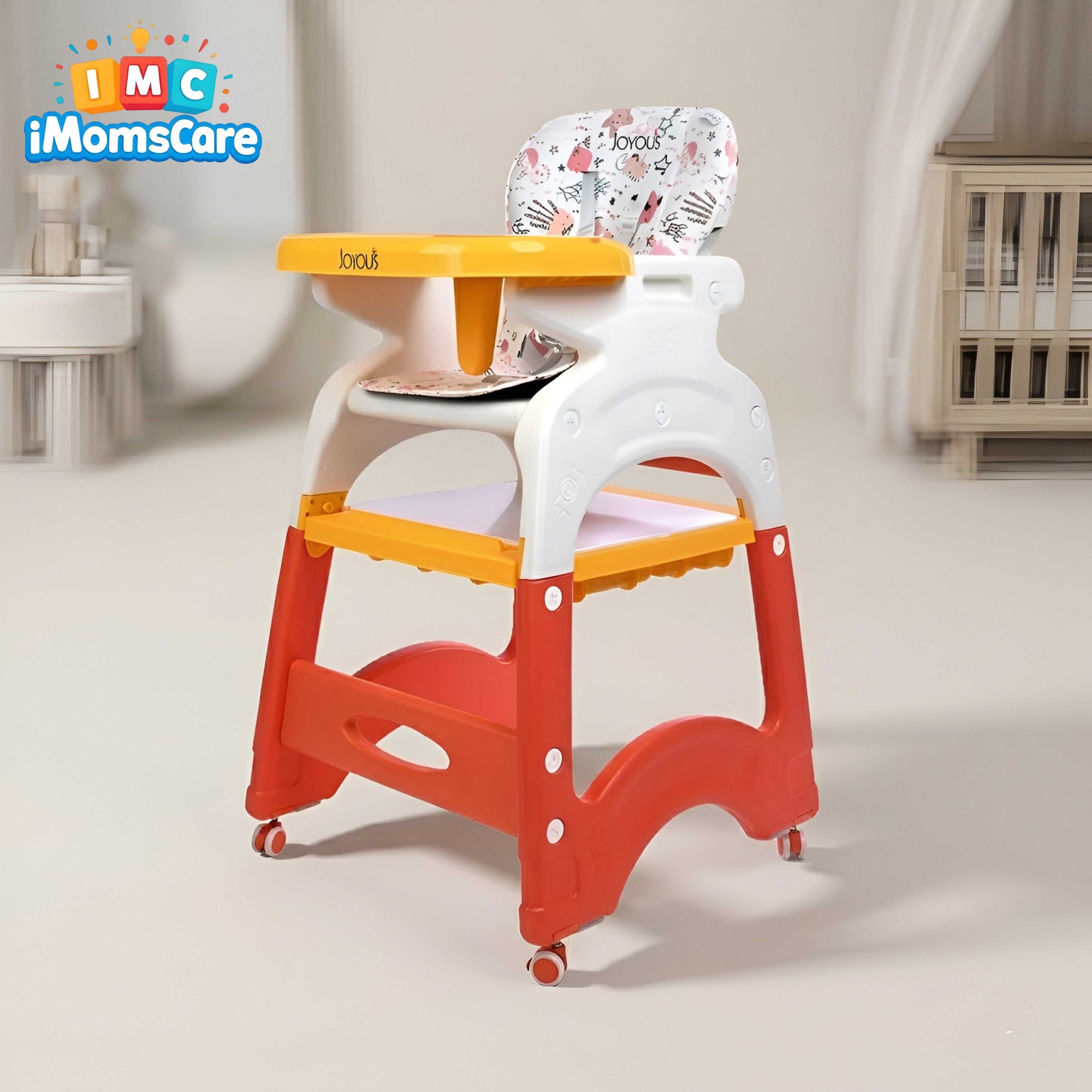 Adjustable Baby Feeding Chair with Double Tray – Foldable Baby Dining Chair