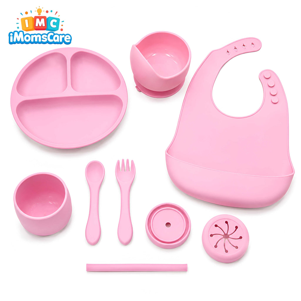 Silicone Baby Feeding Set 8PCS Pink | Best Price Best Quality