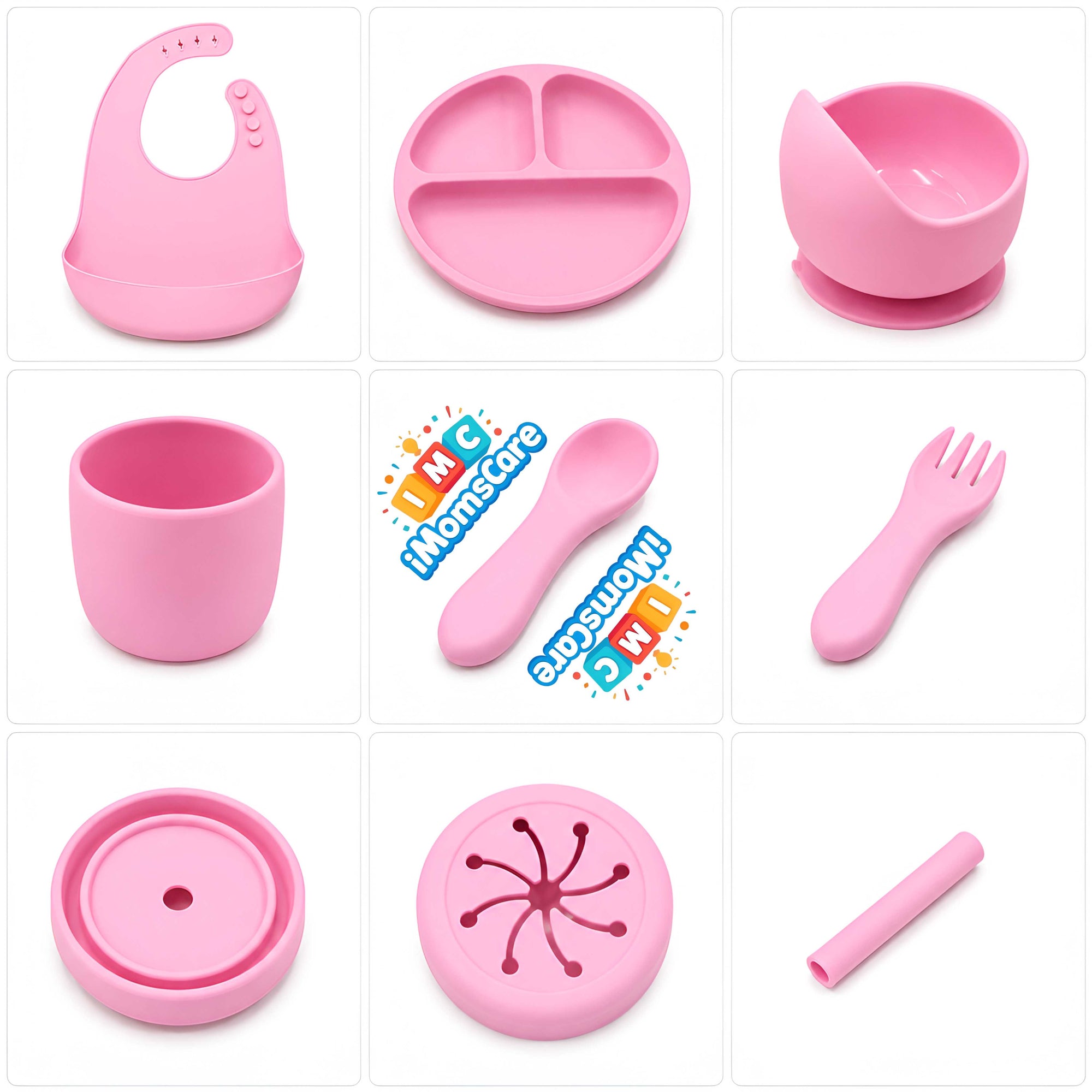 Silicone Baby Feeding Set 8PCS Pink | Best Price Best Quality