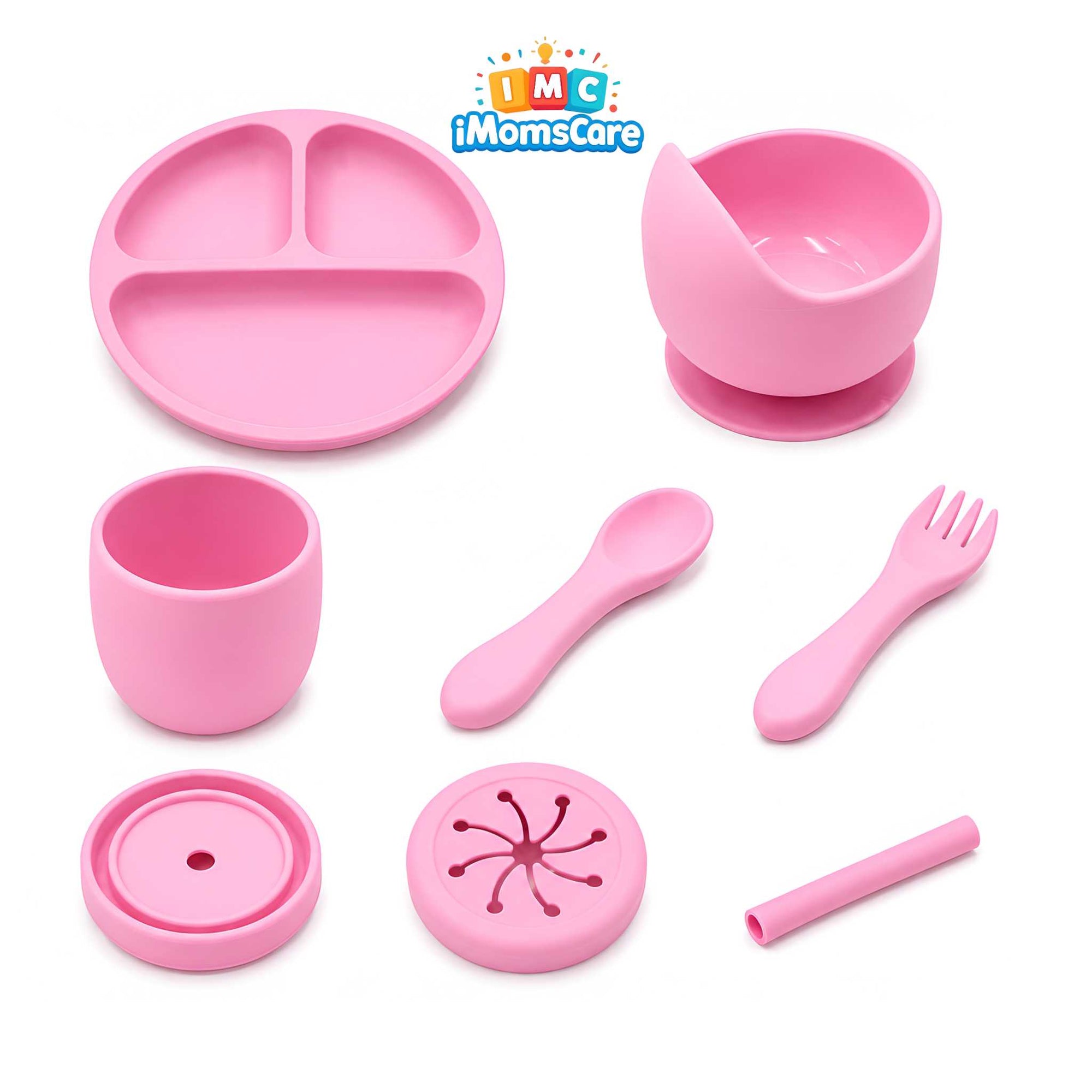 Silicone Baby Feeding Set 8PCS Pink | Best Price Best Quality