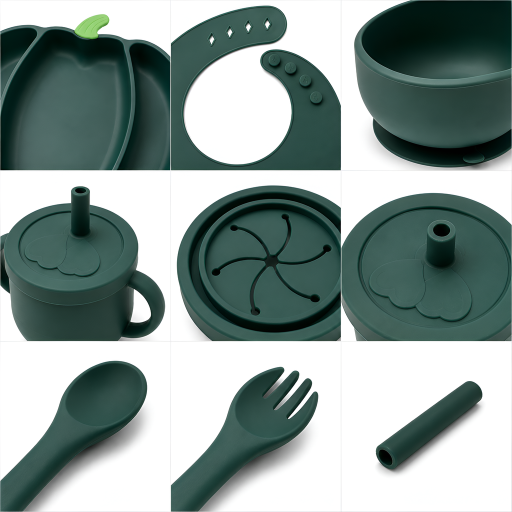 Silicone Baby Feeding Set 8PCS Green Pumpkin | Best Price Best Quality
