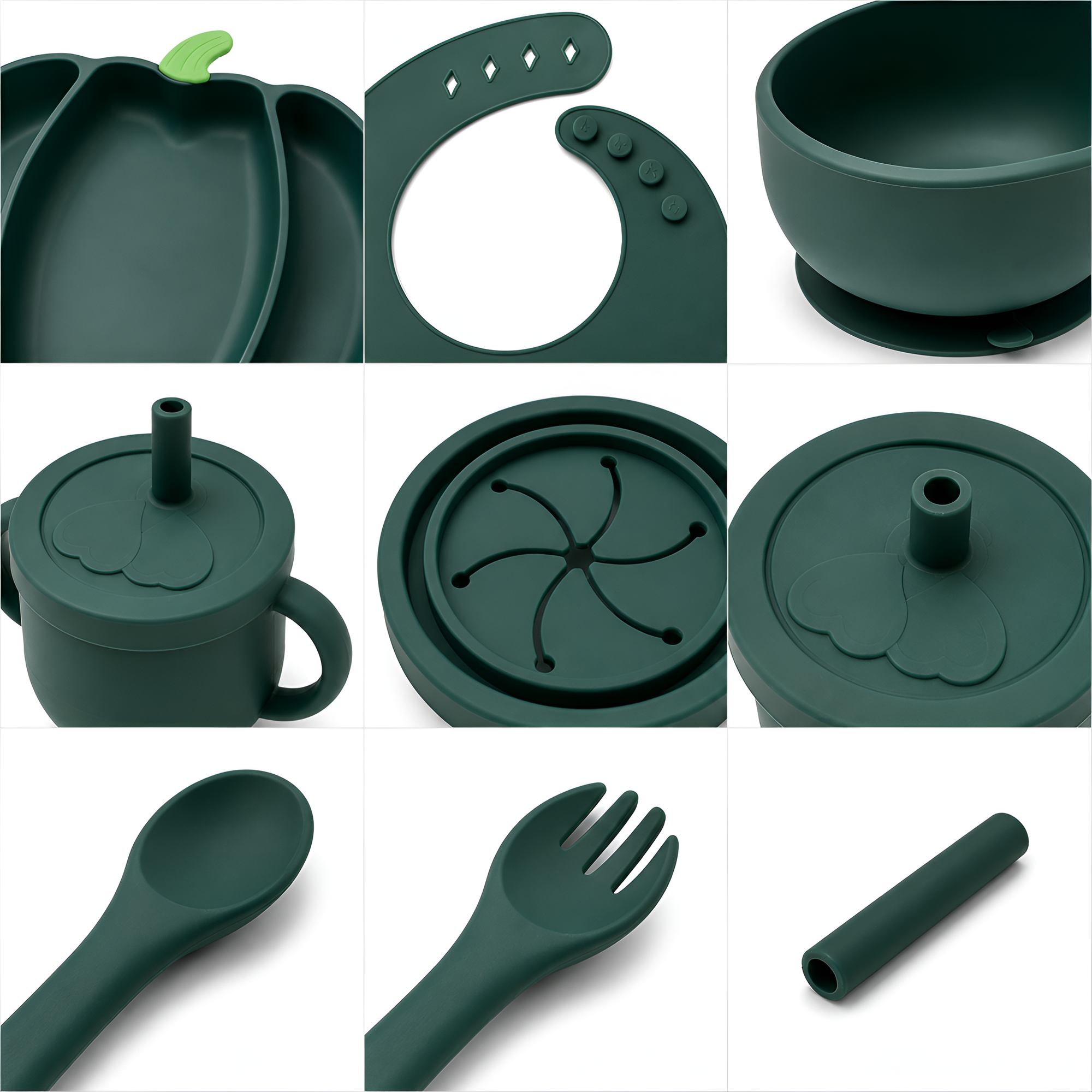 Silicone Baby Feeding Set 8PCS Green Pumpkin | Best Price Best Quality