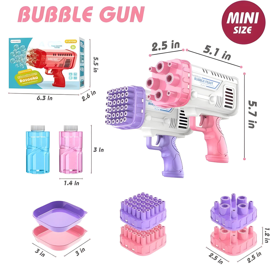 36-Hole Electric Bubble Machine – Bubble Gun Bazooka for Kids with Free Bubble Liquid