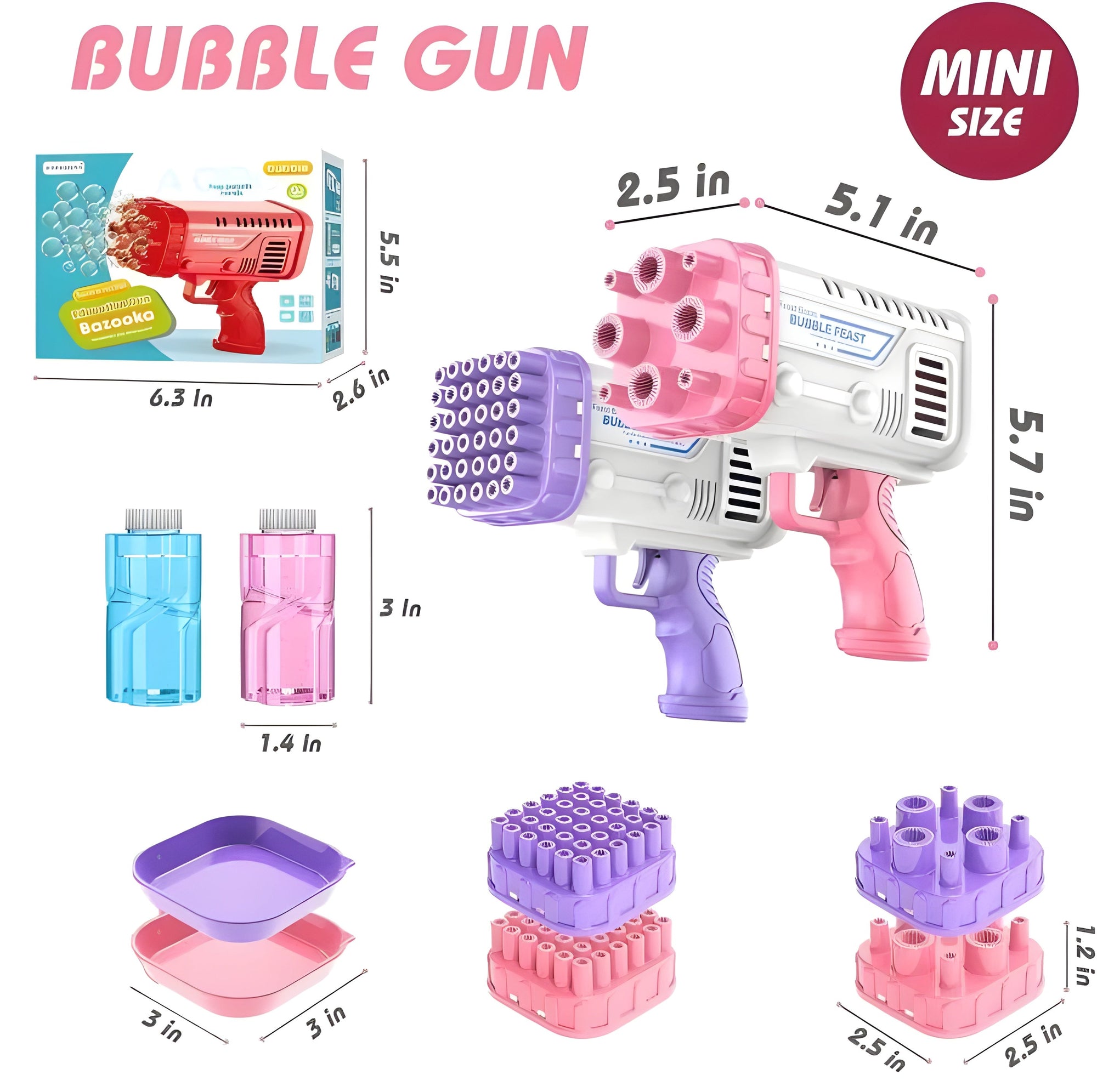 36-Hole Electric Bubble Machine – Bubble Gun Bazooka for Kids with Free Bubble Liquid