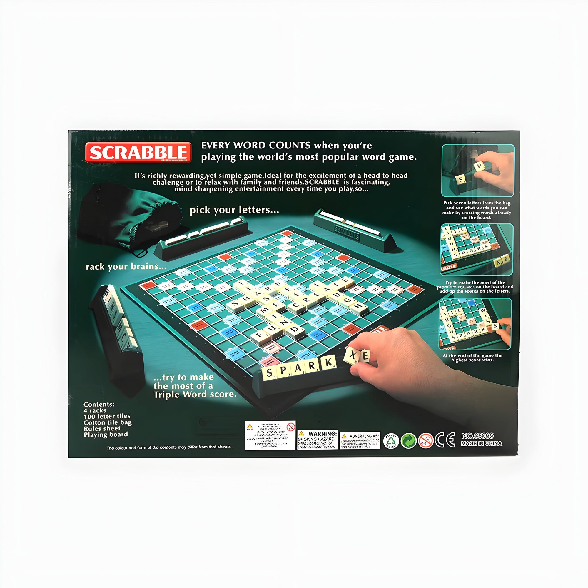 Scrabble Board Game – Classic Word Building Game for Family & Kids
