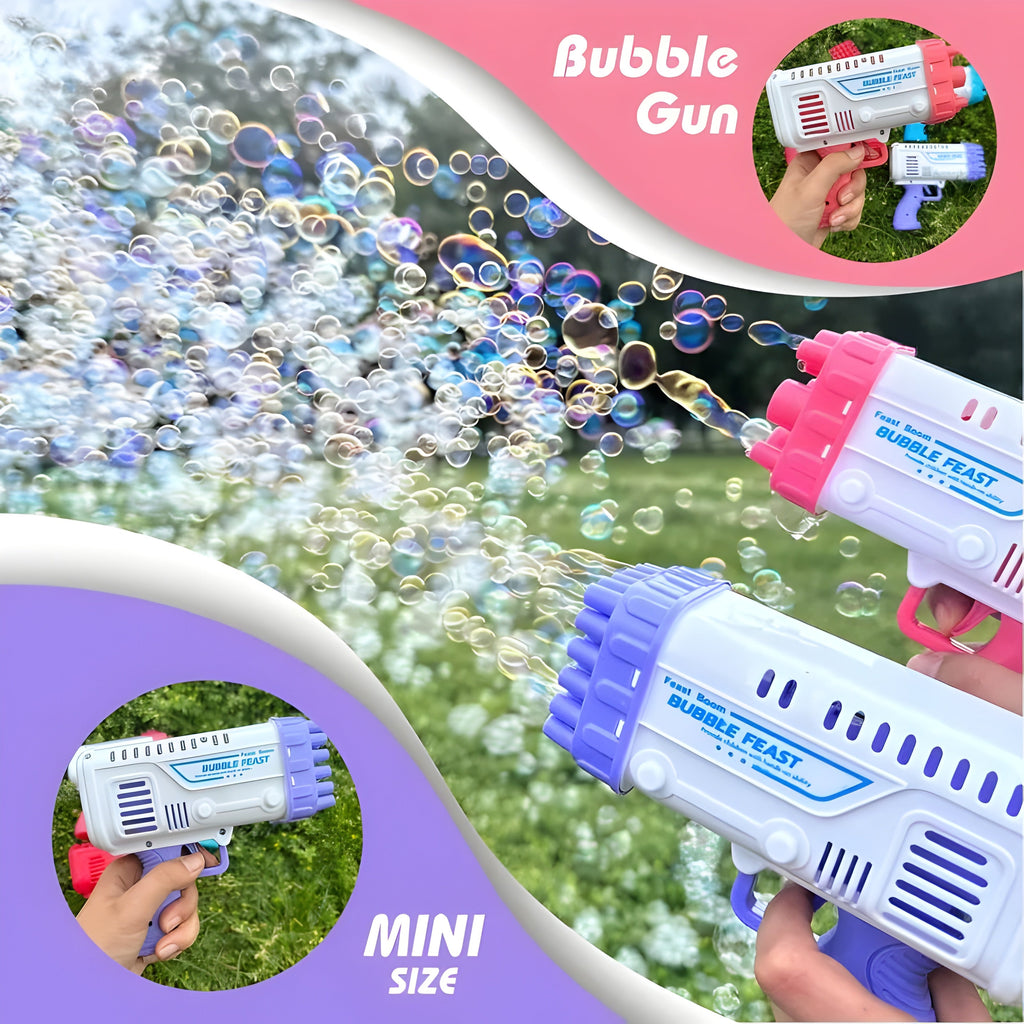 36-Hole Electric Bubble Machine – Bubble Gun Bazooka for Kids with Free Bubble Liquid